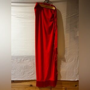 Fancy Dream Two Piece Orange 🍊 Wrap Top & Long Wrap Skirt with Fringe Medium